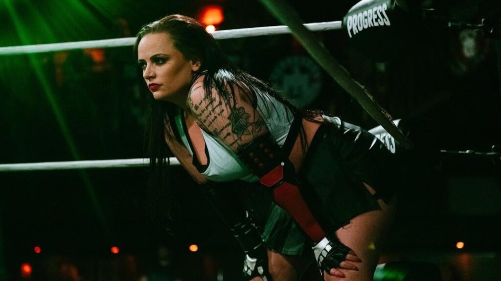 Lana Austin waiting to fight in the PROGRESS Wrestling ring